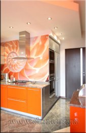 (605) Кухня МДФ, ACRYLINE, цвет "Оранжевый"