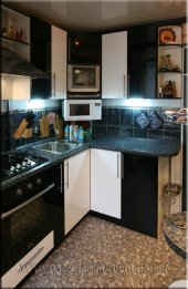(301) Кухня черная, белая, глянцевая, фасад МДФ, "Модерн"