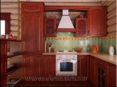 (417) Кухня Массив дуба, цвет "Красный + золотая патина", рисунок "Елена"